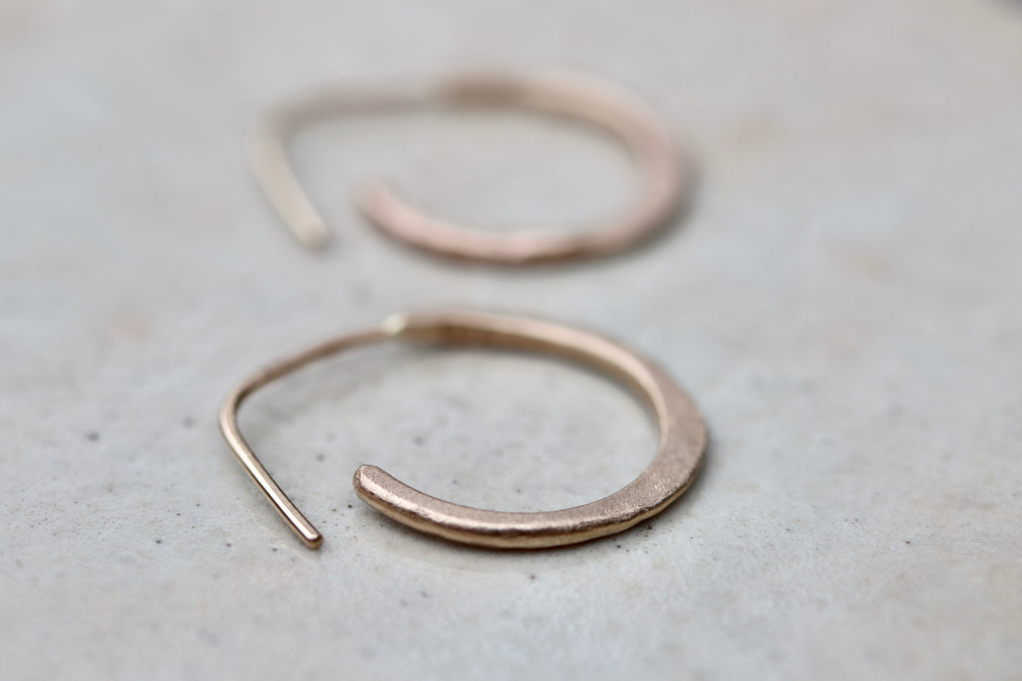 Teeny Organic Hoops 14kt Gold