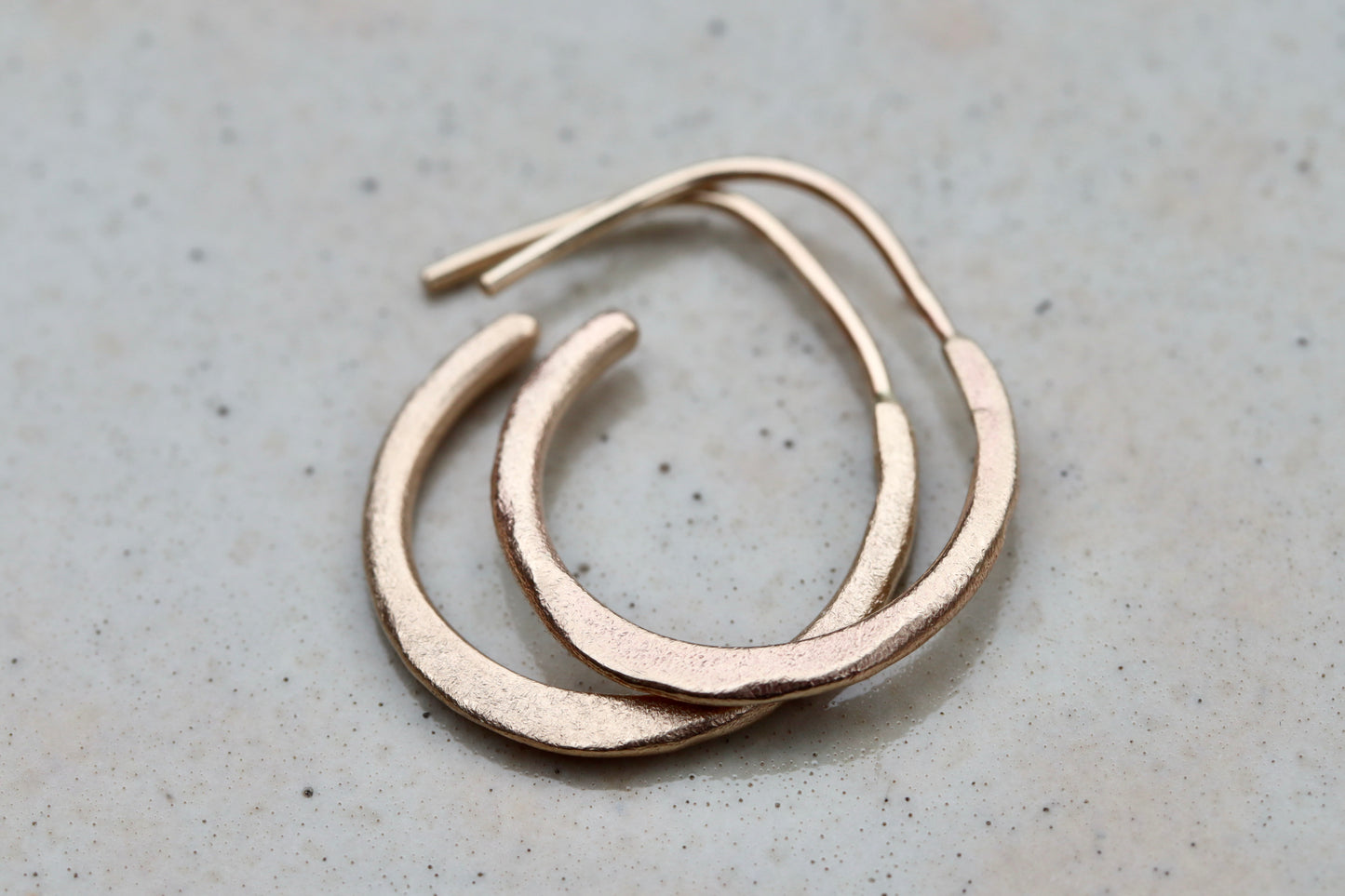 Teeny Organic Hoops 14kt Gold