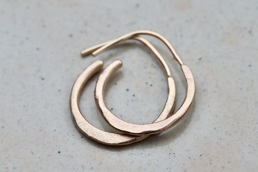 Teeny Organic Hoops 14kt Gold