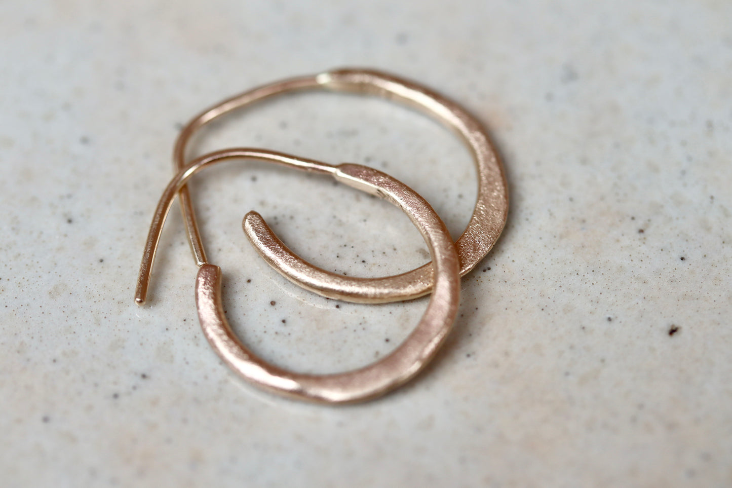 Teeny Organic Hoops 14kt Gold