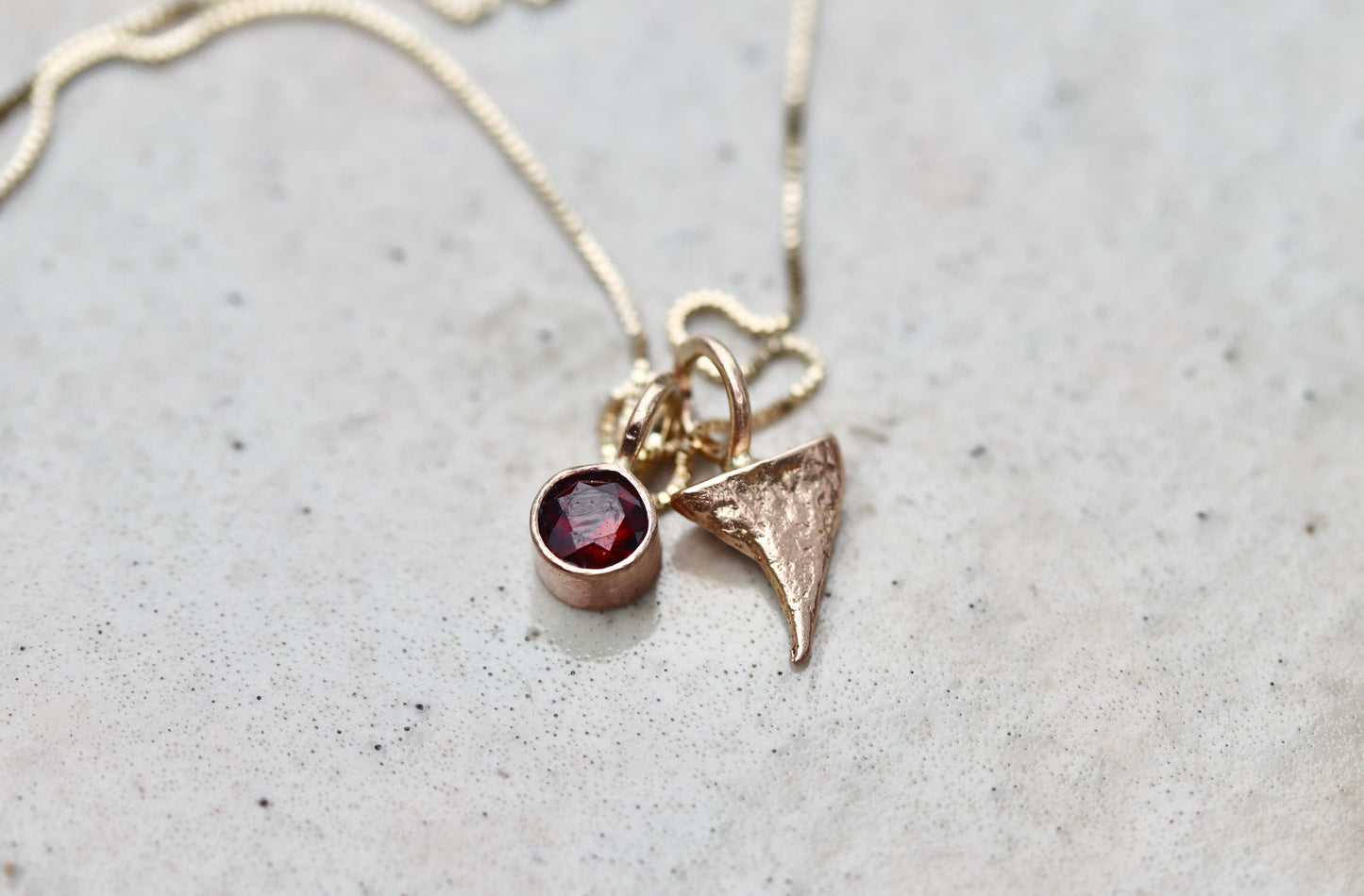 14kt Gold Thorn + Garnet Necklace