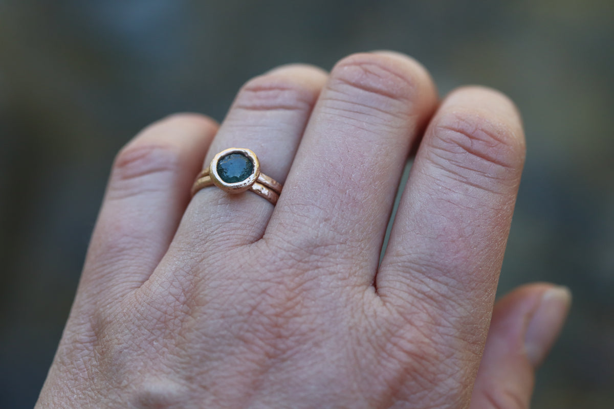 Raw Montana Sapphire 14kt Gold Sandcast Solitaire Ring