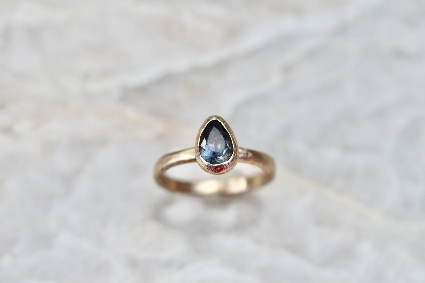 Anu Ring. Sky Blue Montana Sapphire Pear Solitaire