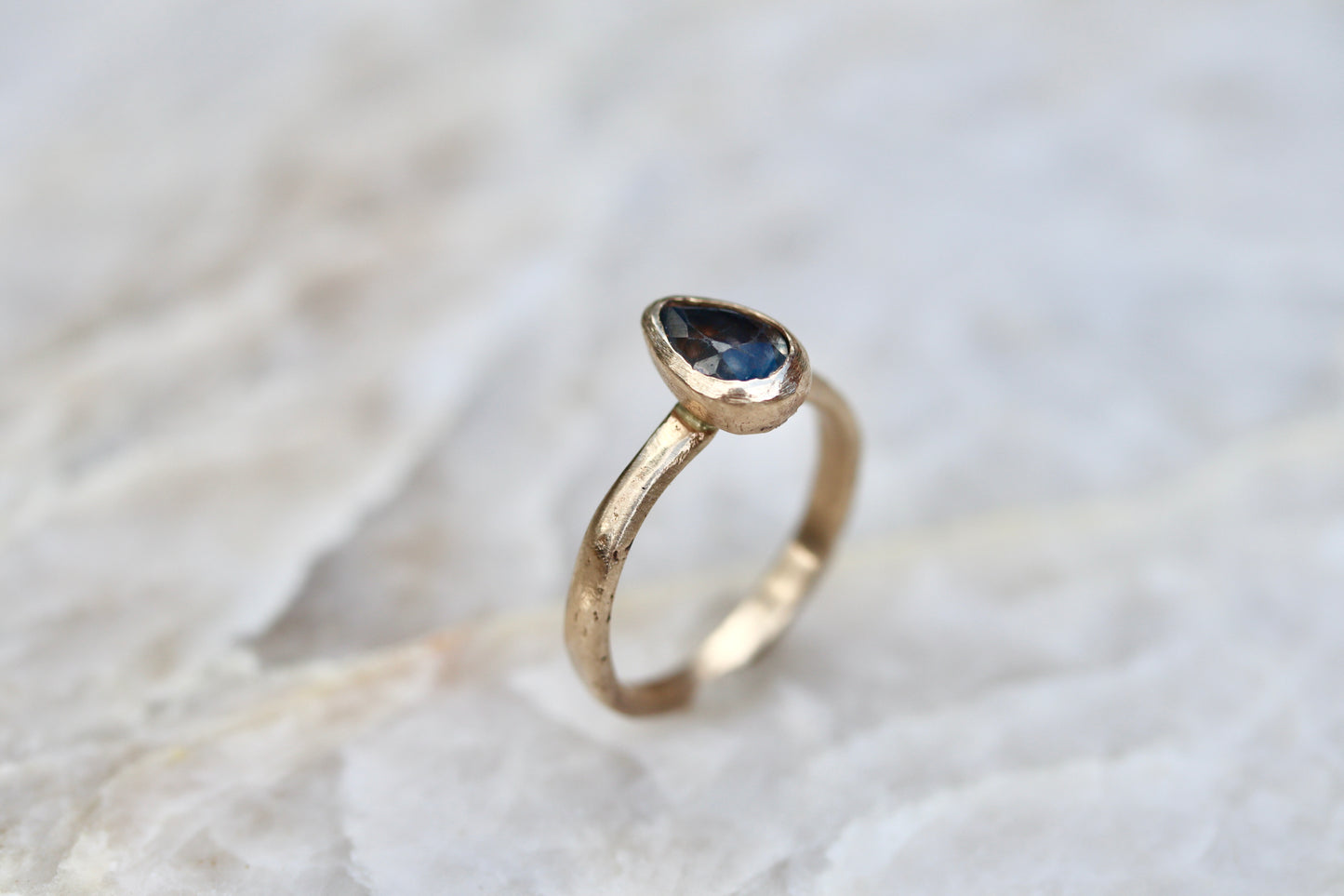 Anu Ring. Sky Blue Montana Sapphire Pear Solitaire