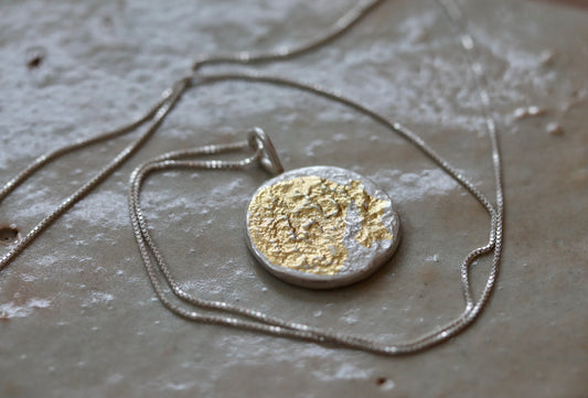 silver and keum boo organically textured pendant necklace freya necklace