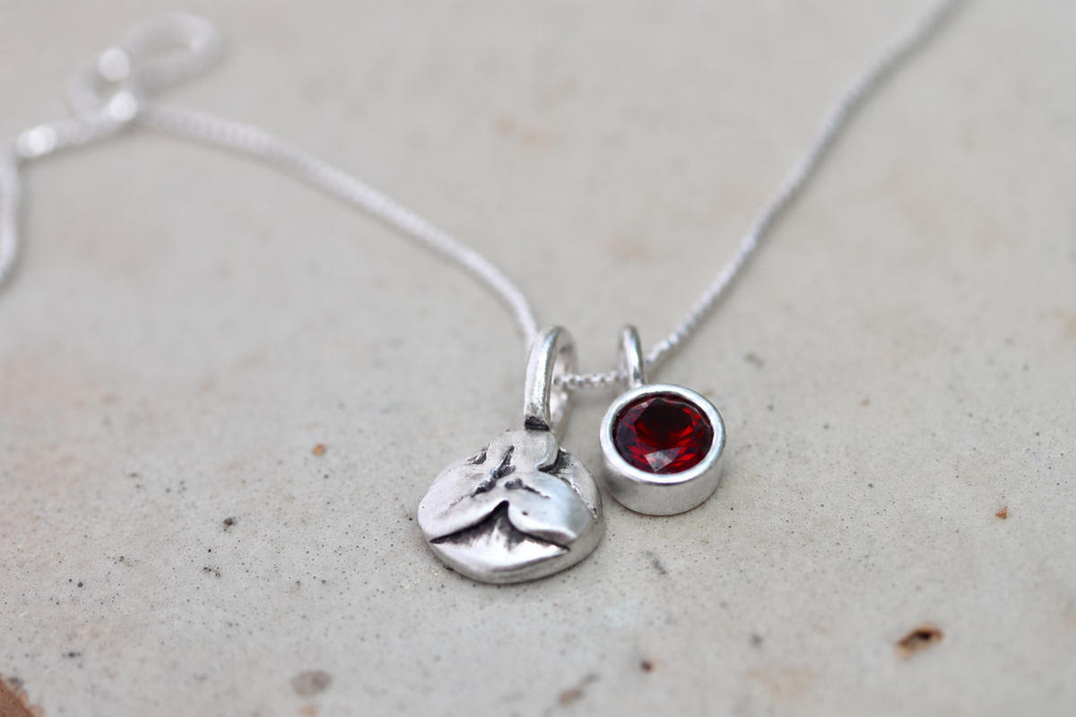 Trillium Necklace + Garnet