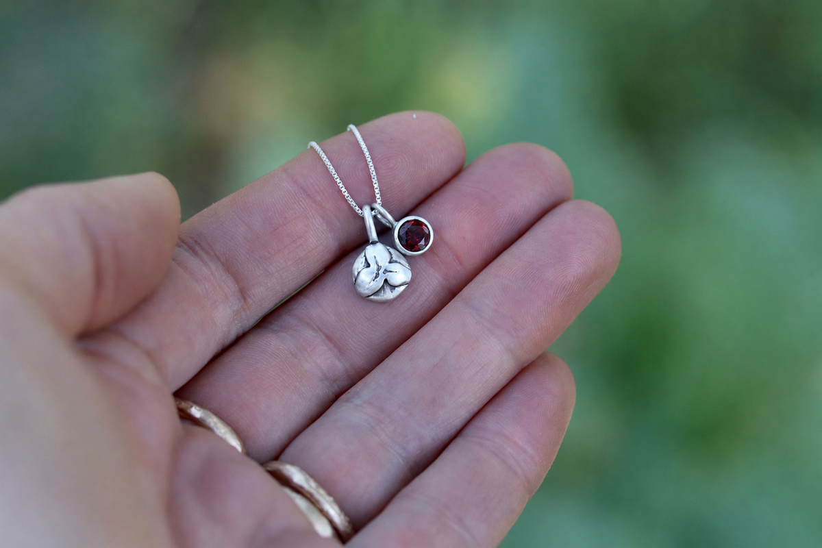 Trillium Necklace + Garnet