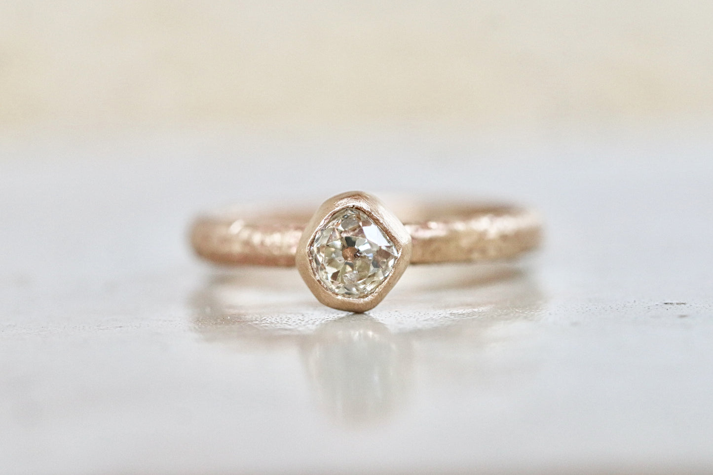 old mine cut diamond  solitaire engagement ring antique diamond taylor swift vintage style ring authentic sandcast organic rustic 14kt gold genuine handcrafted handmade