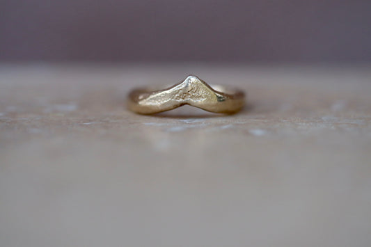 paige devlin jewelry the arrowleaf organic rustic curved arch wedding band ethical recycled gold sandcast