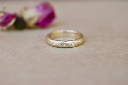 paige devlin jewelry ethical diamond organic sandcast wedding band  methow valley wedding jewelry