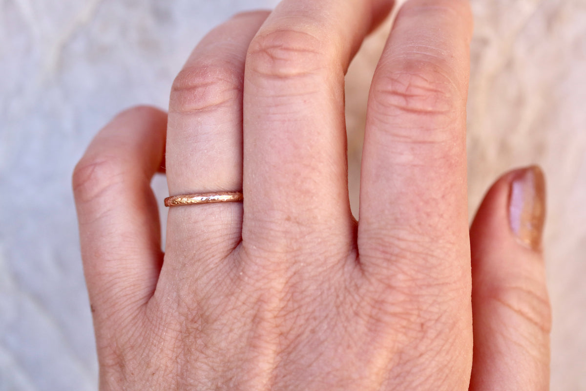 Aria Band Organic Sandcast 14kt Gold Wedding Ring