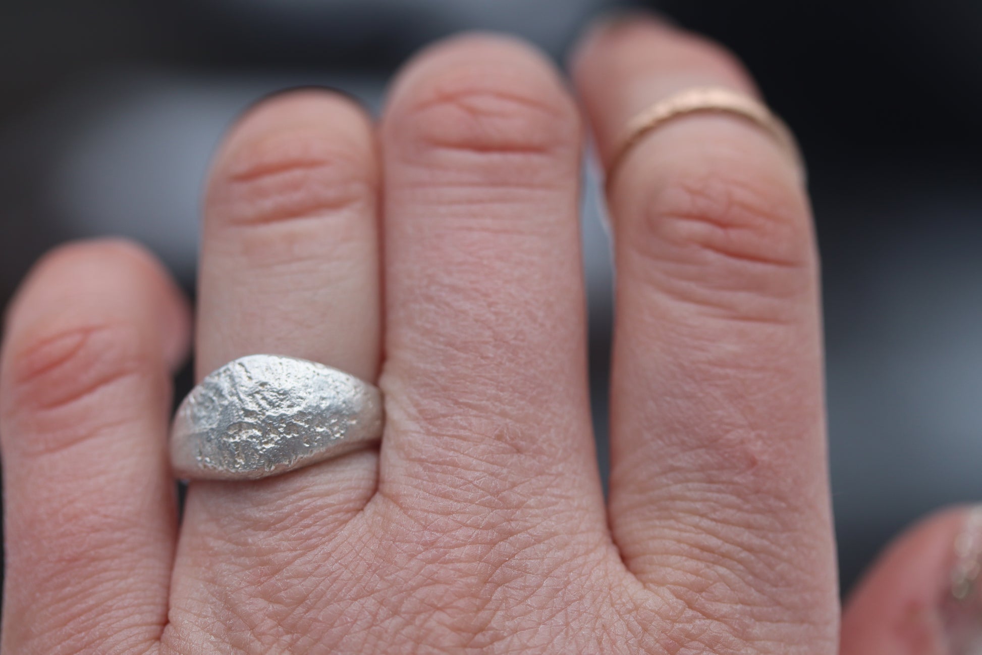 brigid ring organic texture wide silver wedding band paige devlin jewelry