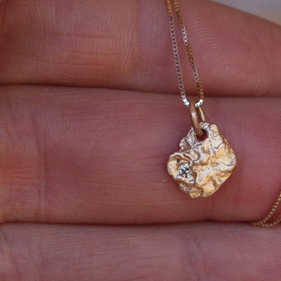 reclaimed diamond ethical textured pendant necklace recycled gold