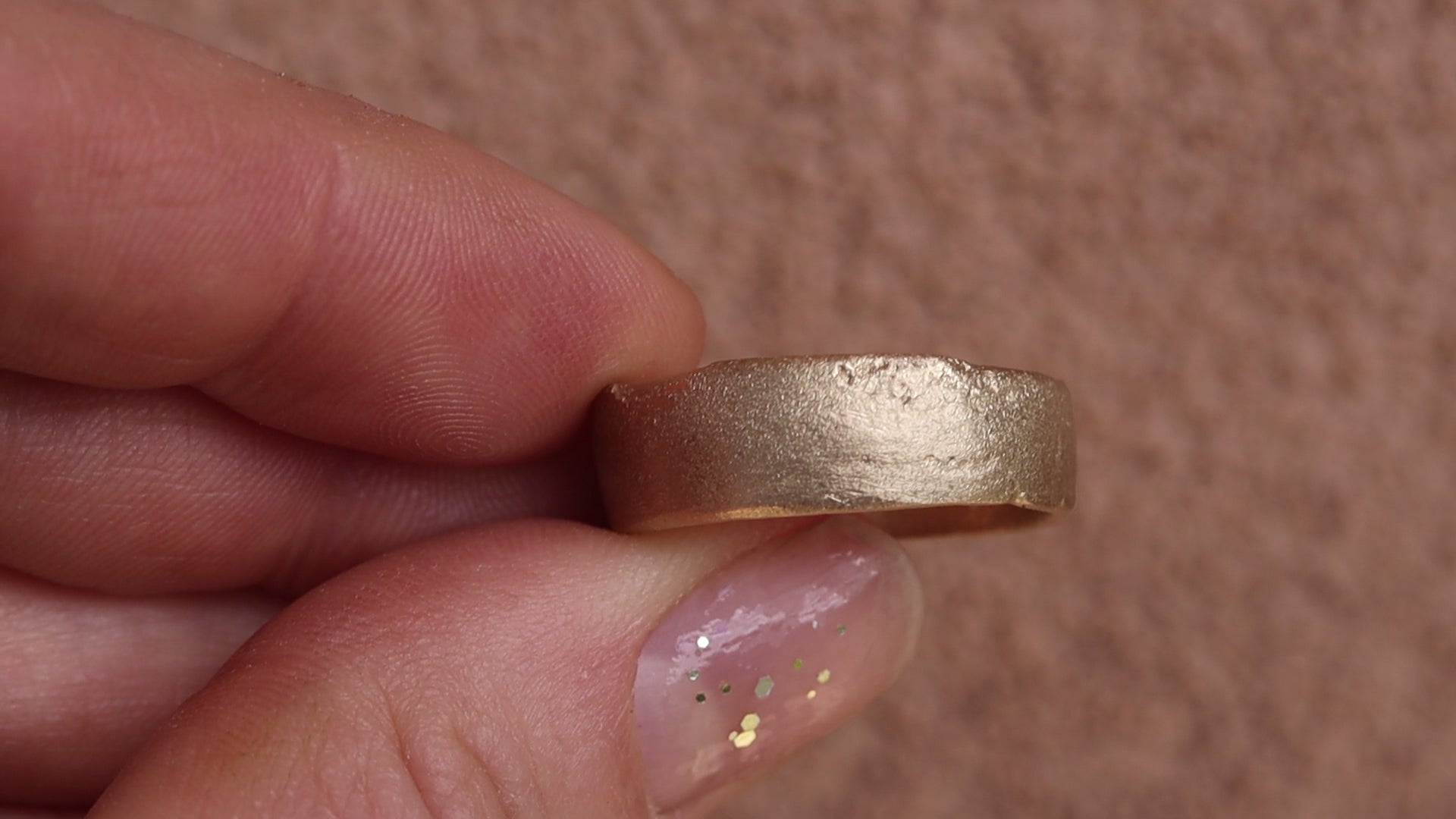 mens wide ethical gold sandcast earthy rustic handcrafted wedding band