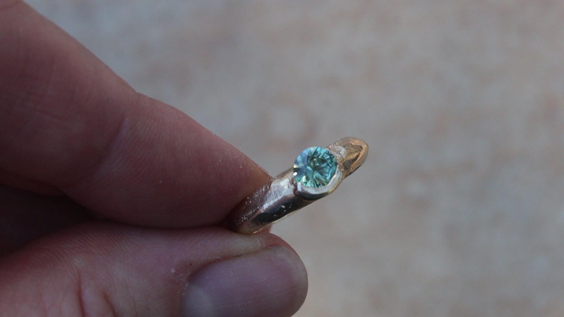 montana sapphire solitaire engagement ring sandcast organic rustic paige devlin jewelry