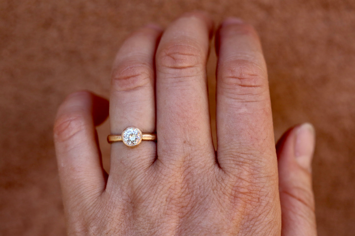 solitaire 1ct ethical diamond earthy organic texture sandcast wedding engagement ring paige devlin methow valley washington wedding jeweler alternative unique nature inspired ring 14kt recycled gold artisan handcrafted
