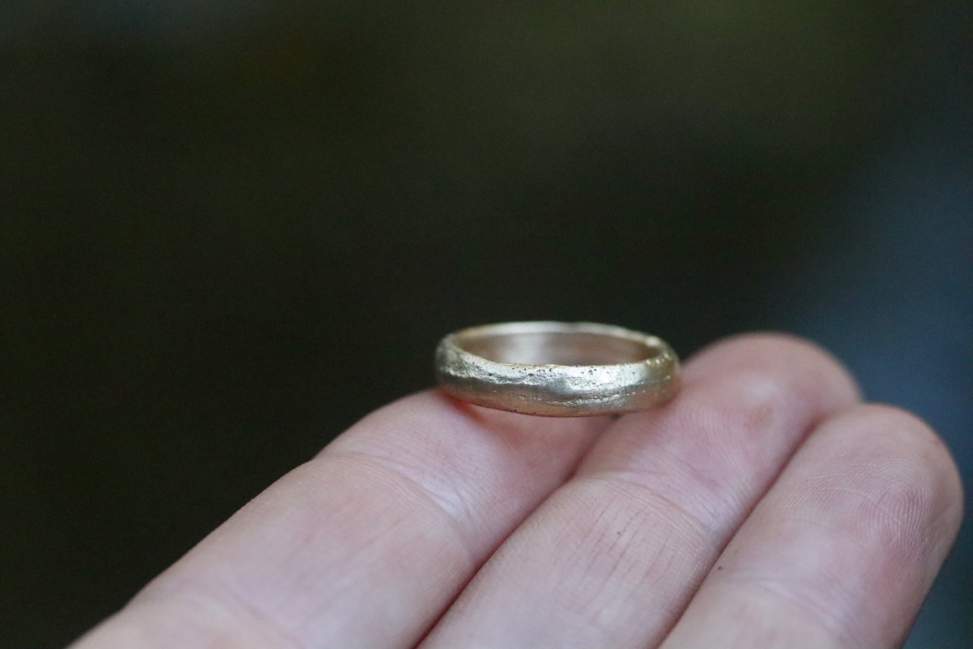 the arrowleaf rustic thin organic earthen sandcast ring band