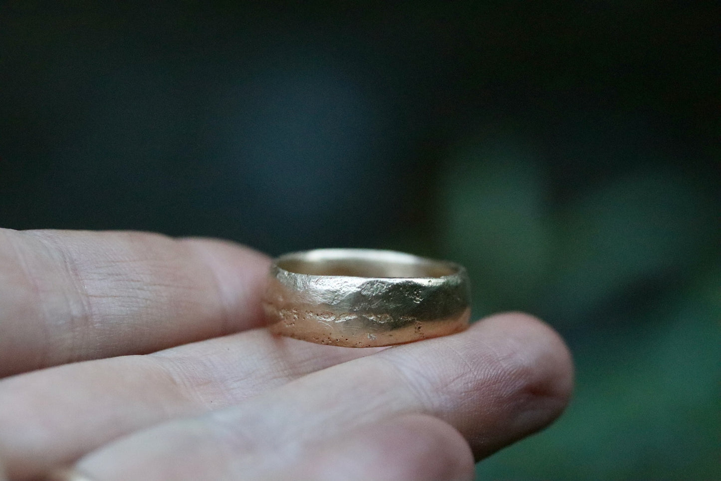 the arrowleaf rustic wide organic earthen sandcast ring band