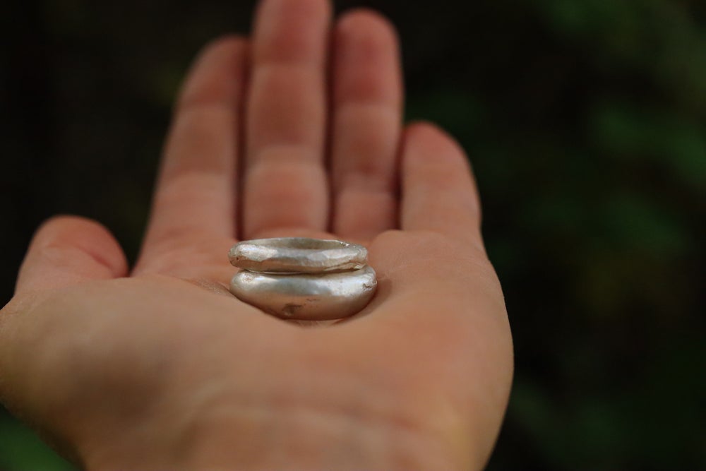 rustic sterling silver high dome rings organic earthen sandcast stacking ring high dome sterling silver rustic ringschunky the arrowleaf